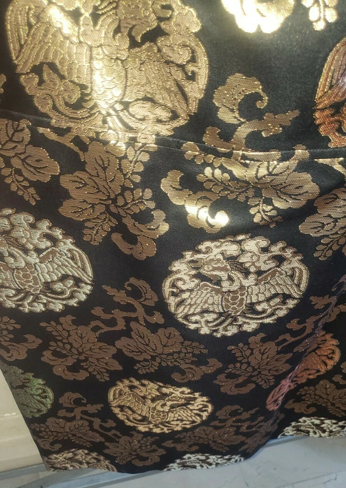 $1195 FALDA RALPH LAUREN ORO NEGRO ALGODÓN SEDA BORDADO ESTAMPADO FORRADO 12 Foto 4 de 4