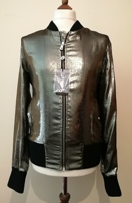 Versus Versace BU50278S Metallic Bomber Jacket Gold Size uk 38