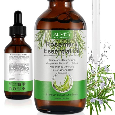 Aceite Romero Puro Crecimiento Cabello Barba Pestañas Cuero Cabelludo 60ml, USA