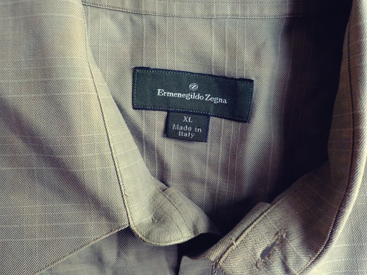 ERMENEGILDO ZEGNA LS Button Front Cotton/Rayon Beige Shirt SZXL | eBay