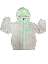 Nike Sherpa Hoodie Jacket Girl's Kids Small Full Zip Coat Light Pink Winter 4-5Y