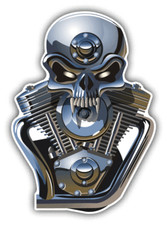Metall Skull Engine Auto Moto Car Bumper Sticker Decal