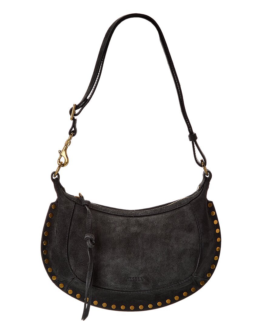 Женская замшевая сумка-хобо Isabel Marant Oskan Moon серого цвета