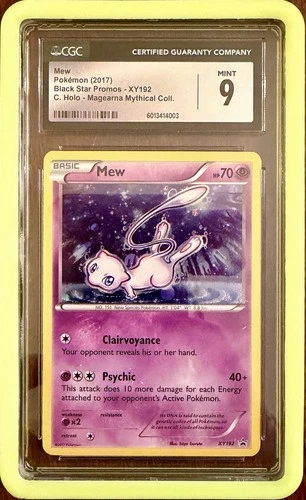 Cgc 9 MINT 2017 Pokemon XY Mew Holo XY192 Black Star Promo WITH Slab guard