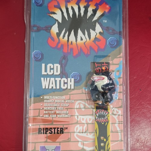 Ripster Street Sharks LCD Digital Quartz Watch Yellow/Black Strap 34mm Vintage