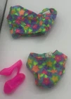 Vintage Barbie Glitter Beach Fashions Outfit Clothing 2-Piece Swimsuit Shoes