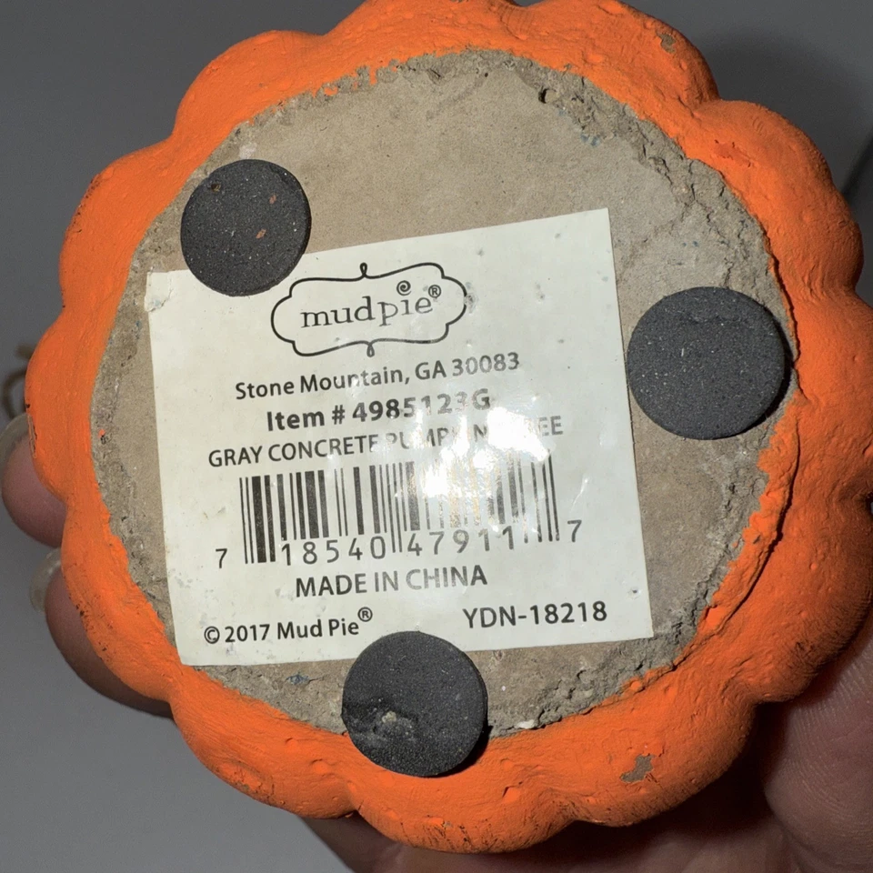 Mudpie Painted Concrete Pumpkin Taper Candle Holder Set Of 2  3”Hx 3”W - Image 3 of 4