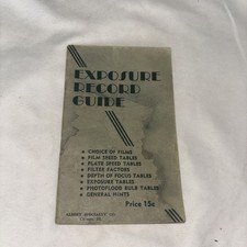 1947 Exposure Record Guide, Albert Specialty Co. Chicago.Film Exposure w Notes
