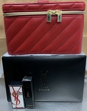 YSL Yves Saint Laurent Premium Quilted Vanity Red Makeup Case Mirror