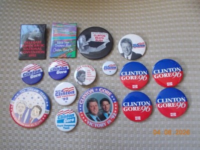 Lot of 16 Clinton / Clinton Gore Presidential Campaign Buttons