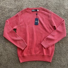 NWT 298 POLO RALPH LAUREN Crewneck Cotton Pullover Red Sweater Men  s Sz S