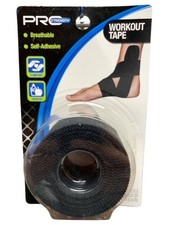 Lot 2 Pro Strength Black Workout Tape Breathable Self-Adhesive 1.5" x 10yds