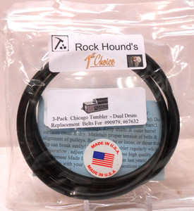 Central Machinery Dual Drum Rock Tumbler Belts (3) pack Rockhound's 1st Choice