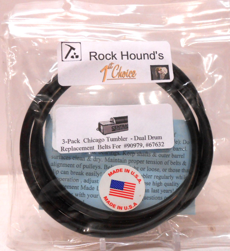Central Machinery Dual Drum Rock Tumbler Belts (3) pack Rockhound's 1st Choice
