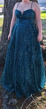 Green Lace Floral Sweetheart Spaghetti Strap Maxi Dress Zip, Women's S