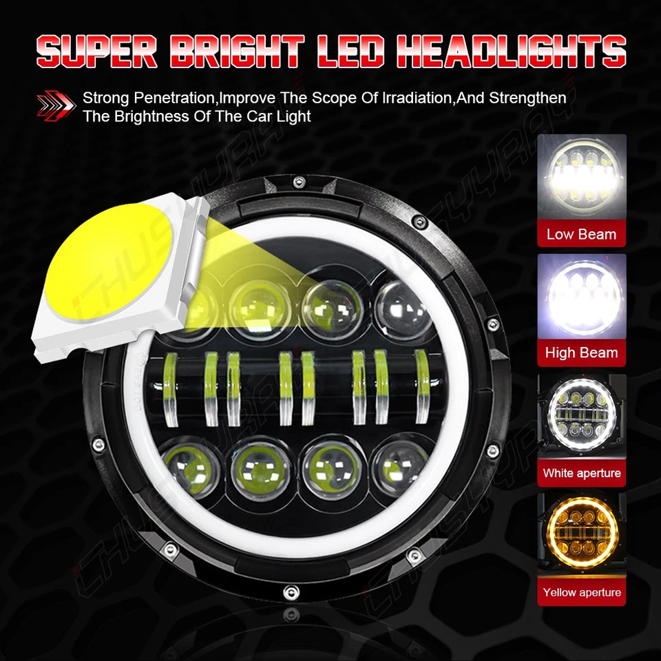 For Freightliner Century Class 2000-2011 7inch Round LED Headlight +4" Fog Light - Image 3 of 4