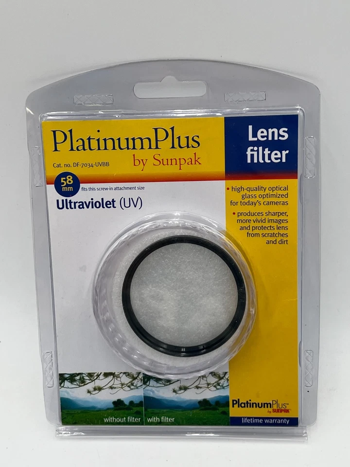 Platinum Plus by Sunpak 58mm Ultraviolet Lens UV Filter DF-7034-UVBB New - Image 2 of 4