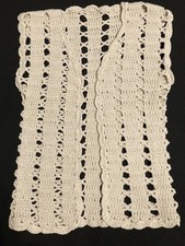 Vintage Ivory Crochet Vest Handmade Size S Hippy Bohemian Grandma Core Knit Gift