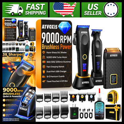 Brushless Cordless Hair Clippers and Zero Gap Trimmer Set for Men