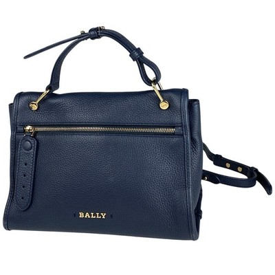 BALLY Logo Backpack 2WAY Hand Bag Backpack Backpack leather Navy 