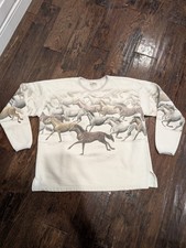 80s90s Artisan Sunschein Wisconsin USA Made All Over Horse Print Sweatshirt