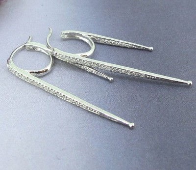 0,28 ctw Diamanten Rundschliff 14k Weißgold Ausgefallen Modern Stil Creolen