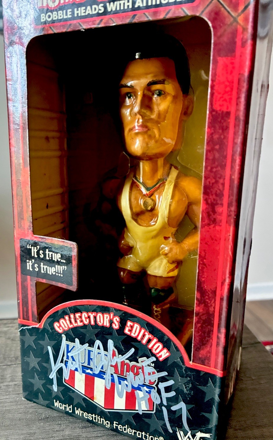 WWE Rumble Heads Wrestling KURT ANGLE Signed Autograph Auto JSA HOF RARE In Box