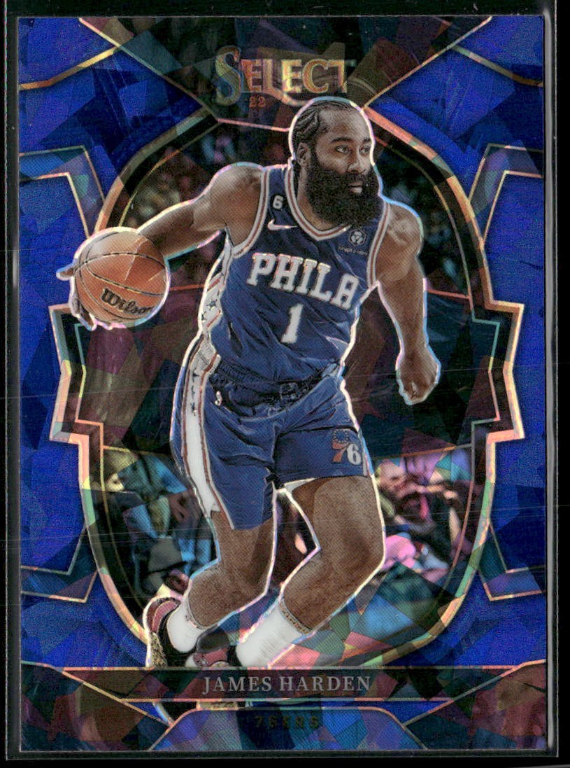 2022-23 Panini Select #25 James Harden Blue Cracked Ice Prizms