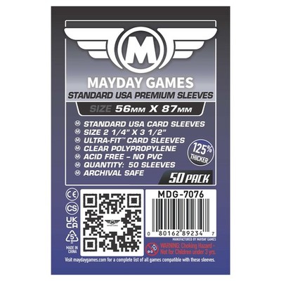 Mayday Games Premium Card Sleeves USA Standard 56x87mm - Clear Board Game and...