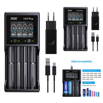 18650 Akkuladegerät 4 Slot XTAR VC4 Plus 3A 18