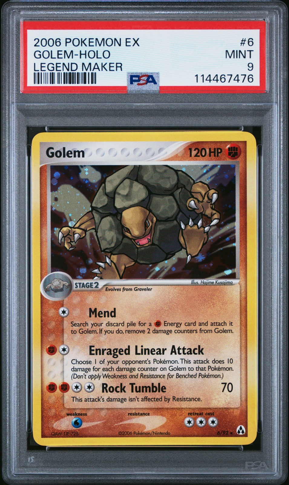 2006 POKEMON EX LEGEND MAKER #6 GOLEM-HOLO PSA 9