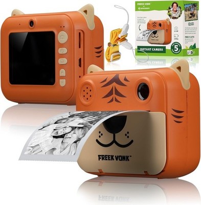 Freek Vonk 9820202 - BRESSER Kinder-Sofortbildkamera, Tigerdesign, Front- und Rü