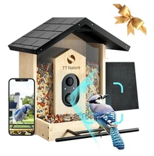 NIB TT Nature Smart Camera Bird Feeder Advanced AI 10,000 Birds $159 Wood Metal
