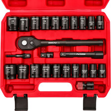 12 Drive Socket Wrench Set 25-piece Sae Metric Impact Socket Ratchet Wrench