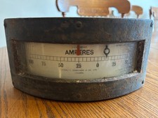 Everett Vintage Amperes Large Voltage Meter 100 Volts cast iron, movie film prop