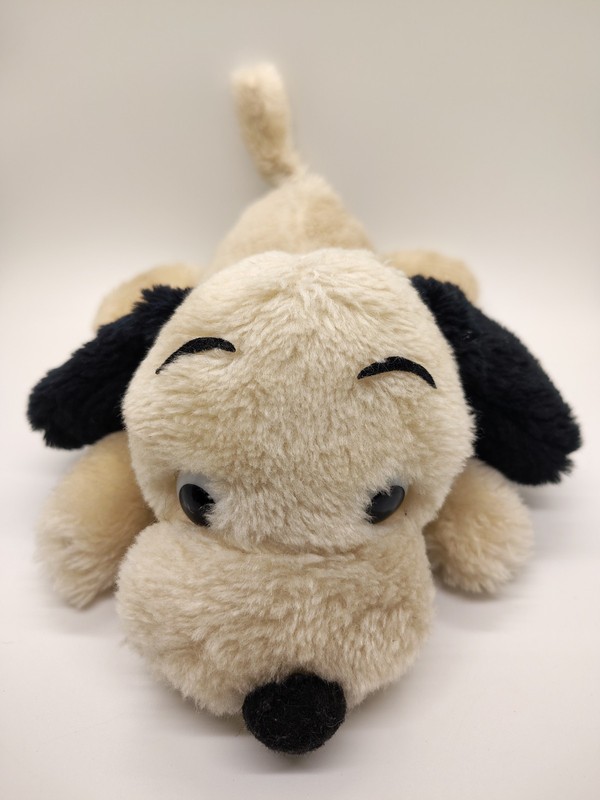 VTG 1973 Dakin "Drooper Dog" 11" Plush Stuffed Dog Beige With Black