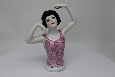 Art Deco Style Half doll Figurine Mata Hari Sexy Half Doll Pincushion Arms Away