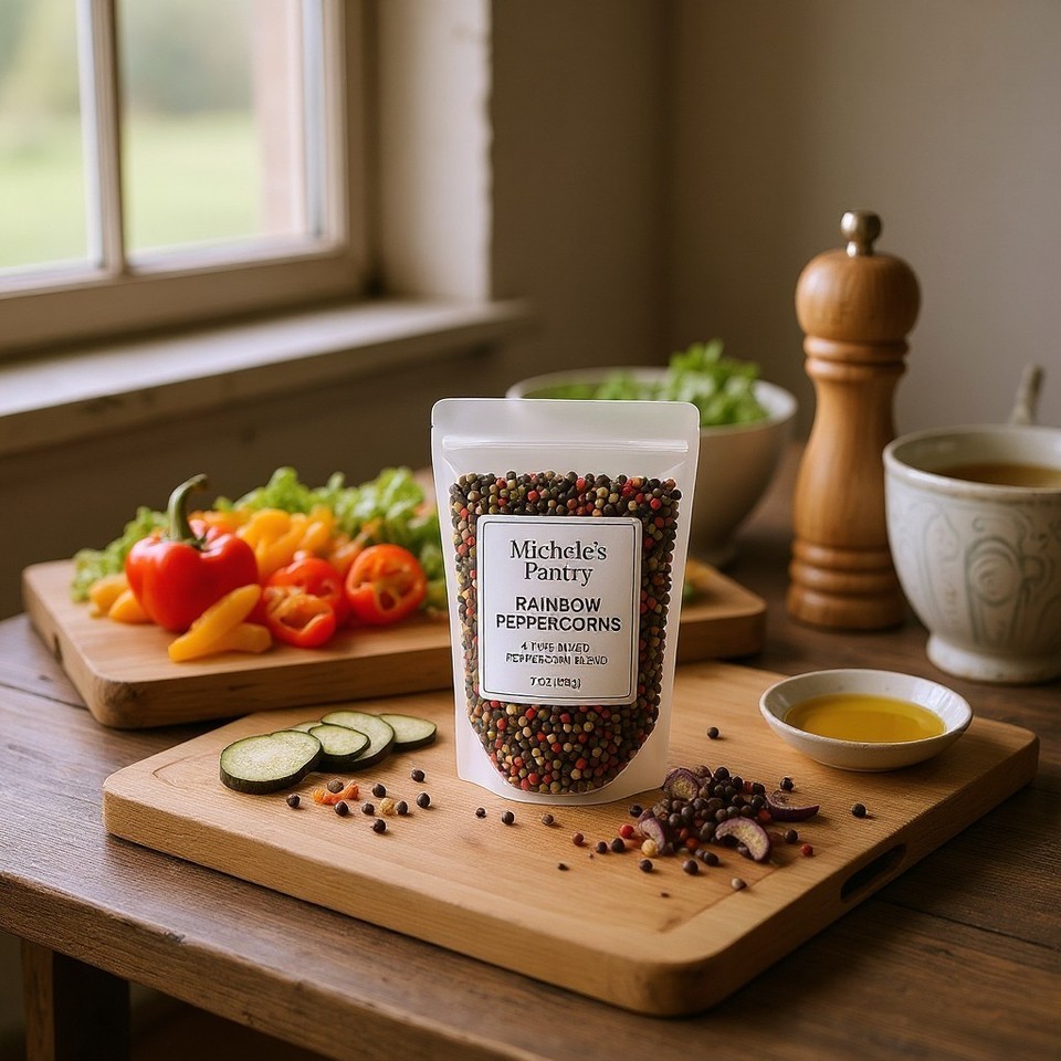 Salt And Pepper Michele's Pantry Rainbow Peppercorns – 7oz Blend Of 4 Peppercorn Types, GMO-Free Spice Kosher Pantry