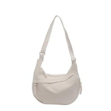 Crossbody Nylon Crescent Bag for Women - Lightweight Small Hobo With 2 J-beige