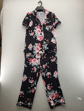 Joyspun Women Knit Short Sleeve Notch Collar Top  Capri Pajama 2Pcs S New Tags