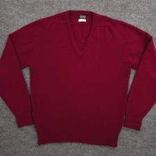 Vintage Brooks Brothers Sweater Mens 42 Burgundy Pure Lambswool Made In England