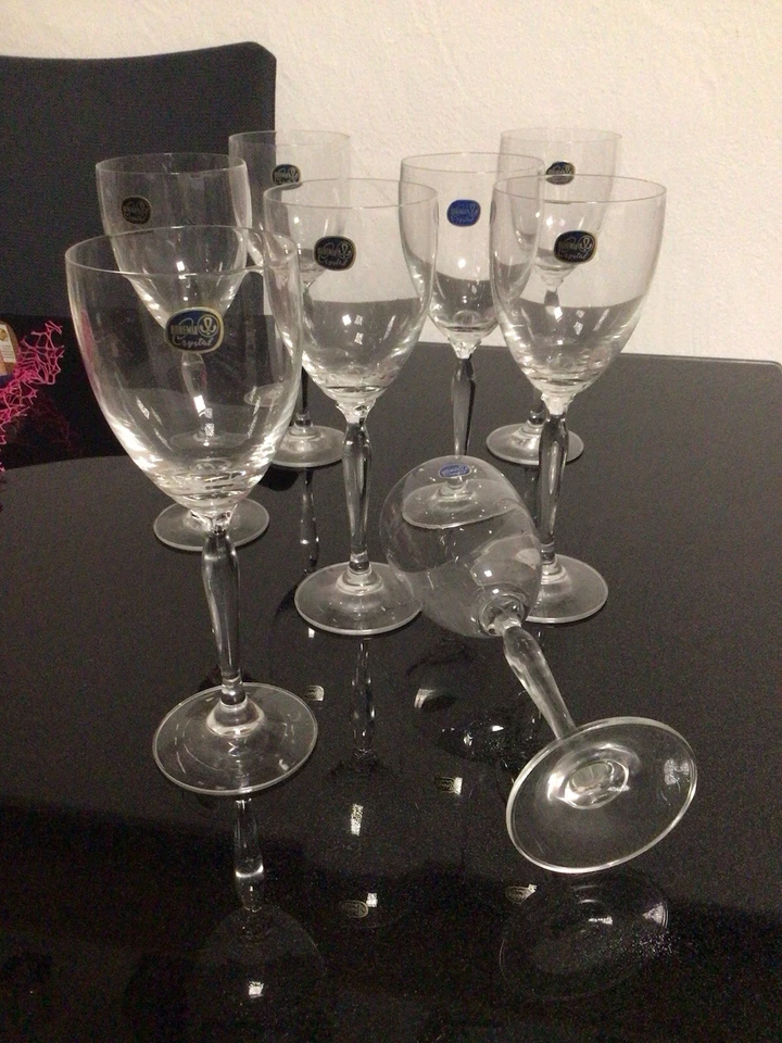 Bohemia Crystal 8 Stück  Weiß  Weingläser Czech Republic - Bild 2 von 4