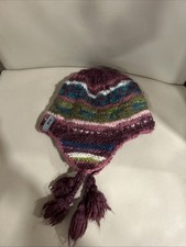Fur Headwear Multicolor Acrylic/Wool Rag Lined Beanie Adult Tassels