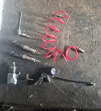 Pneumatic Air Tools Mixed Lot Coiled Hose Blow Gun Tyre Inflator Gauge