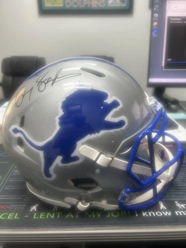 Barry Sanders Signed Detroit Lions Authentic Speed Helmet Schwartz