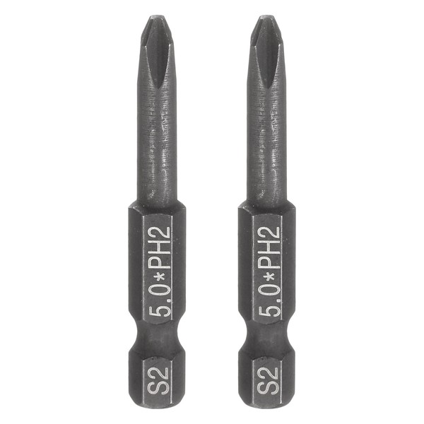 "2X PH2 Kreuzschlitz-Bit FüR 1/4\" Sechskantschaft, 2\" Lang, 0.2\" Schwarz"-image