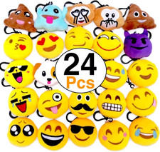 Paquete de 24 mini almohadas de felpa Emoticon favor de fiesta para decoración del hogar de fiesta de cumpleaños
