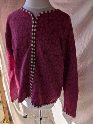 Vintage Nomadic Traders Pink Knit Cardigan XL Nordic Boho Zip Wool Ramie Cotton