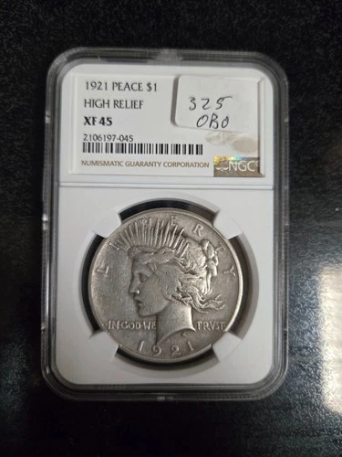 1921 P Peace Silver Dollar  - HIGH RELIEF - NGC XF 45