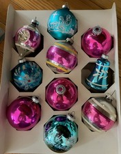 Vintage 1950s Shiny Brite Glass Christmas Ornaments - Set Of 10